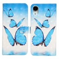 For iPhone XR Oil Embossed 3D Drawing Leather Phone Case(3 Butterflies)
