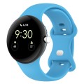 For Google Pixel Watch 2 Solid Color Silicone Watch Band, Size:S Size(Sky Blue)