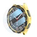 For Samsung Galaxy Watch6 Classic 47mm R960 Electroplate PC Case + Tempered Film + Watch Bezel Ring