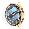For Samsung Galaxy Watch6 Classic 47mm R960 Electroplate PC Case + Tempered Film + Watch Bezel Ring