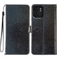 For Motorola Edge 40 Glitter Powder Flip Leather Phone Case(Black)