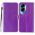 For Honor 90 Lite Glitter Powder Flip Leather Phone Case(Purple)