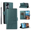 For Honor 70 PU Genuine Leather Texture Embossed Line Phone Case(Green)