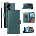 For Honor 80 GT PU Genuine Leather Texture Embossed Line Phone Case(Green)