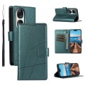 For Honor 90 PU Genuine Leather Texture Embossed Line Phone Case(Green)