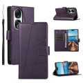 For Honor 90 PU Genuine Leather Texture Embossed Line Phone Case(Purple)