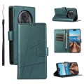 For Honor Magic5 Pro PU Genuine Leather Texture Embossed Line Phone Case(Green)