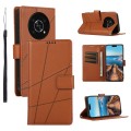 For Honor X30 PU Genuine Leather Texture Embossed Line Phone Case(Brown)