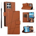 For Honor X30i PU Genuine Leather Texture Embossed Line Phone Case(Brown)