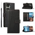 For Honor X40i PU Genuine Leather Texture Embossed Line Phone Case(Black)