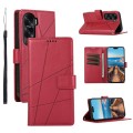 For Honor X50i PU Genuine Leather Texture Embossed Line Phone Case(Red)