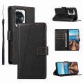 For Honor 100 PU Genuine Leather Texture Embossed Line Phone Case(Black)