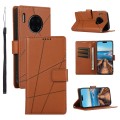 For Huawei Mate 30 Pro PU Genuine Leather Texture Embossed Line Phone Case(Brown)