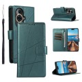 For Huawei nova 11 Pro PU Genuine Leather Texture Embossed Line Phone Case(Green)