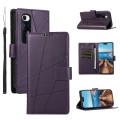For Xiaomi Mi 10s PU Genuine Leather Texture Embossed Line Phone Case(Purple)