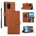 For Xiaomi Mi 10 Lite PU Genuine Leather Texture Embossed Line Phone Case(Brown)