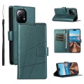 For Xiaomi Mi 11 PU Genuine Leather Texture Embossed Line Phone Case(Green)