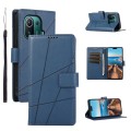 For Xiaomi Mi 11 Pro PU Genuine Leather Texture Embossed Line Phone Case(Blue)