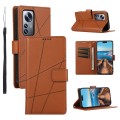 For Xiaomi 12 Pro PU Genuine Leather Texture Embossed Line Phone Case(Brown)