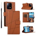 For Xiaomi 13 PU Genuine Leather Texture Embossed Line Phone Case(Brown)