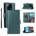 For Xiaomi 13 PU Genuine Leather Texture Embossed Line Phone Case(Green)