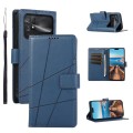 For Xiaomi Poco C40 PU Genuine Leather Texture Embossed Line Phone Case(Blue)