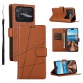 For Xiaomi Poco C40 PU Genuine Leather Texture Embossed Line Phone Case(Brown)