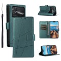 For Xiaomi Poco C40 PU Genuine Leather Texture Embossed Line Phone Case(Green)