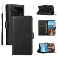 For Xiaomi Poco M4 Pro PU Genuine Leather Texture Embossed Line Phone Case(Black)