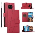 For Xiaomi Poco X3 PU Genuine Leather Texture Embossed Line Phone Case(Red)