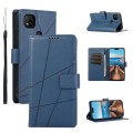 For Xiaomi Redmi 9C PU Genuine Leather Texture Embossed Line Phone Case(Blue)