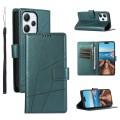 For Xiaomi Redmi 12 PU Genuine Leather Texture Embossed Line Phone Case(Green)