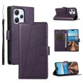 For Xiaomi Redmi 12 PU Genuine Leather Texture Embossed Line Phone Case(Purple)