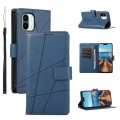 For Xiaomi Redmi A1 PU Genuine Leather Texture Embossed Line Phone Case(Blue)