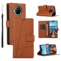 For Xiaomi Redmi Note 9 Pro PU Genuine Leather Texture Embossed Line Phone Case(Brown)