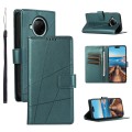 For Xiaomi Redmi Note 9 Pro PU Genuine Leather Texture Embossed Line Phone Case(Green)