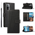 For Xiaomi Redmi Note 10 Pro 4G PU Genuine Leather Texture Embossed Line Phone Case(Black)