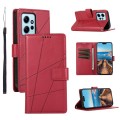 For Xiaomi Redmi Note 12 4G PU Genuine Leather Texture Embossed Line Phone Case(Red)