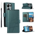For Xiaomi Redmi Note 13 Pro 4G PU Genuine Leather Texture Embossed Line Phone Case(Green)