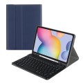 For Samsung Galaxy Tab S9 FE Square Cap Bluetooth Keyboard Leather Case with Pen Slot(Dark Blue)