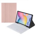 For Samsung Galaxy Tab S9 FE Square Cap Bluetooth Keyboard Leather Case with Pen Slot(Rose Gold)