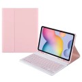 For Samsung Galaxy Tab S9 FE+ Square Cap Bluetooth Keyboard Leather Case with Pen Slot(Pink)