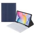 For Samsung Galaxy Tab S9 FE+ Square Cap Bluetooth Keyboard Leather Case with Pen Slot(Light Blue)