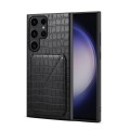 For Samsung Galaxy S23 Ultra 5G Denior Crocodile Texture Holder Electroplating Phone Case(Black)