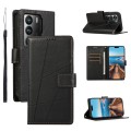 For ZTE Axon 40 Ultra PU Genuine Leather Texture Embossed Line Phone Case(Black)