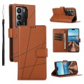 For ZTE Axon 40 Ultra PU Genuine Leather Texture Embossed Line Phone Case(Brown)