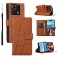 For ZTE nubia Z40S Pro PU Genuine Leather Texture Embossed Line Phone Case(Brown)