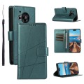 For Sharp Aquos R7 PU Genuine Leather Texture Embossed Line Phone Case(Green)