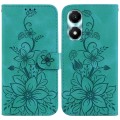 For Honor X5 Plus / Play 40C Lily Embossed Leather Phone Case(Green)