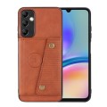 For Samsung Galaxy A15 4G Double Buckle Card Slots Magnetic Phone Case(Brown)